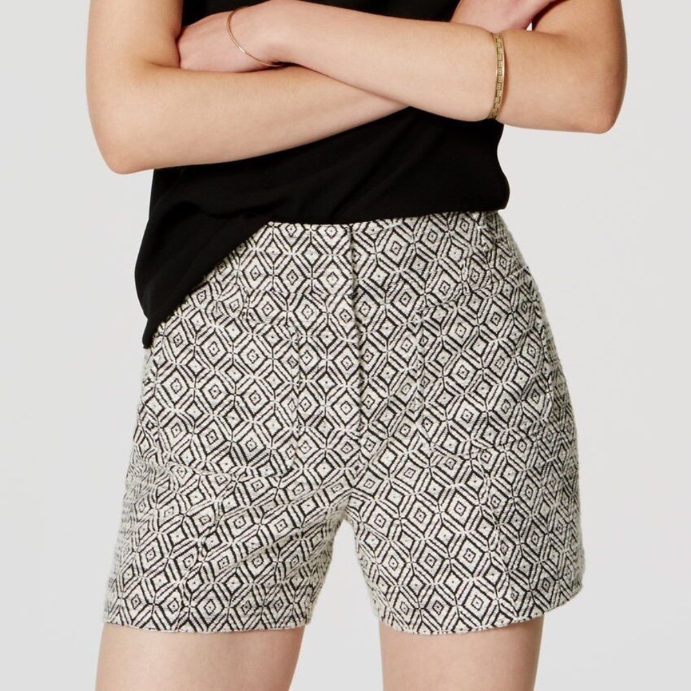 Ann Taylor Loft Jacquard Diamond High Waist Shorts